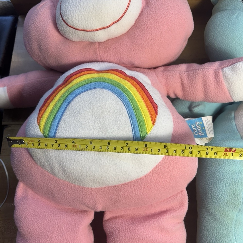 2 Care Bears Plush Large Rainbow Pink 25" Tall Vintage 2004 Jumbo & 2002 Blue - Picture 7 of 7